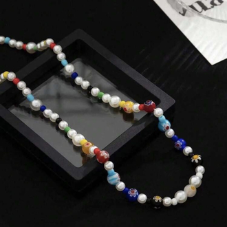 Y2K Renkli Boncuklu & İncili Choker Kolye