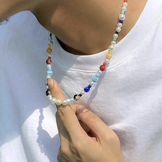 Y2K Renkli Boncuklu & İncili Choker Kolye