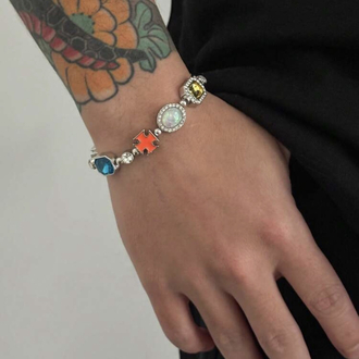 Victorian Goth Çok Renkli Mücevher Taşlı Kolye Bileklik Set