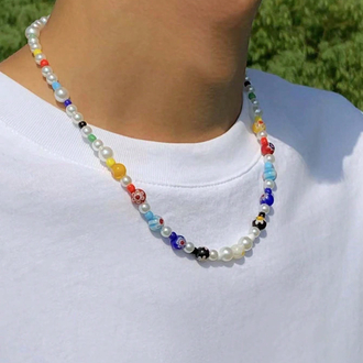 Y2K Renkli Boncuklu & İncili Choker Kolye