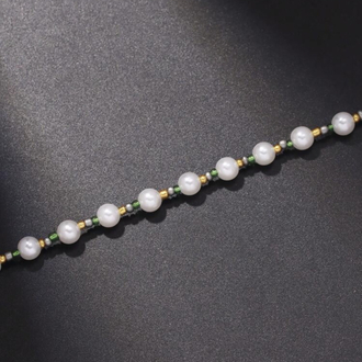 Dark Romantic Zümrüt Yeşili Taşlı Minimal İnci Choker