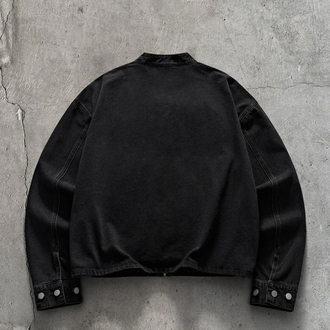 Askeri/Bando Detaylı Siyah Denim Ceket