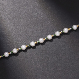 Dark Romantic Zümrüt Yeşili Taşlı Minimal İnci Choker