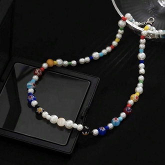 Y2K Renkli Boncuklu & İncili Choker Kolye