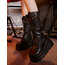 Grunge Punk Buckle Solid Lace-Up Siyah Bot
