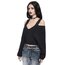 Grunge Lacy Omuz Detaylı Crop Kazak - Siyah