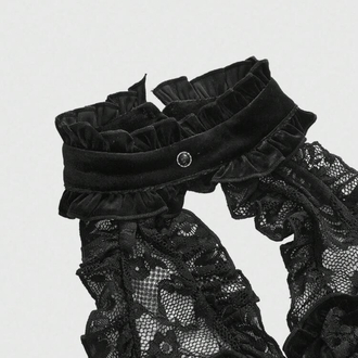 Victorian Lolita Goth Kurdeleli Siyah Kadife Bustiyer