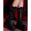 Grunge Punk Buckle Solid Lace-Up Siyah Bot