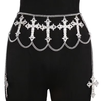Gothic Grunge Haç Detaylı Zincirli Kemer