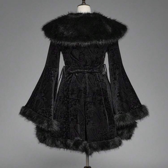 Gothic Goth Fringed Velvet Pelerin - Siyah