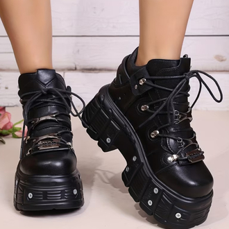 NEW ROCK Gothic Jilet Detaylı Platform Ayakkabı