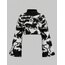 Cutecore Grunge Kedi Desenli Crop Kazak