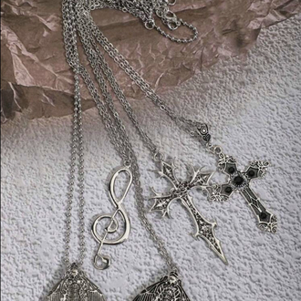 Gotik Haç & Sol Anahtarı Kolye 5 Adet Set