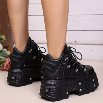 NEW ROCK Gothic Jilet Detaylı Platform Ayakkabı