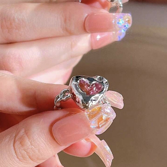 Fairy Grunge Likit Krom & Damla Taş Detaylı Çoklu Eklem ve Parmak Yüzük