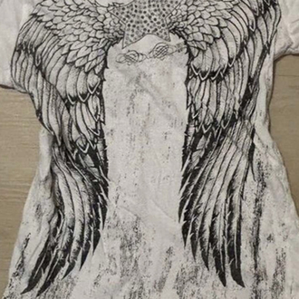 Goth Angel’s Wing Printed Beyaz Tişört 