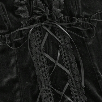 Victorian Lolita Goth Kurdeleli Siyah Kadife Bustiyer