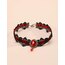 Romantic Goth Dantel Detaylı Kırmızı Taşlı Kolye