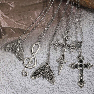 Gotik Haç & Sol Anahtarı Kolye 5 Adet Set