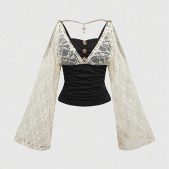 Victorian Y2K Dantelli Lace Up Top