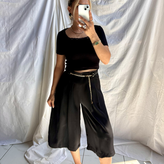 Dantelli kare yaka pamuklu kısa kol basic body
