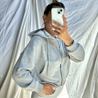 İki iplik şardonsuz fermuarlı sweatshirt