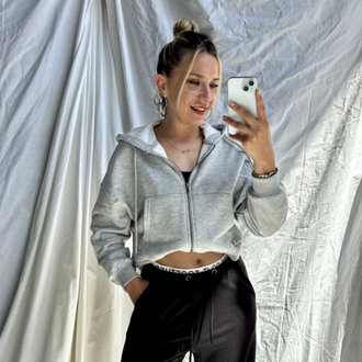 İki iplik şardonsuz fermuarlı sweatshirt