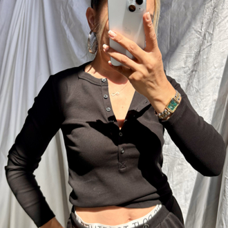 Yeni sezon önü düğmeli fitilli body