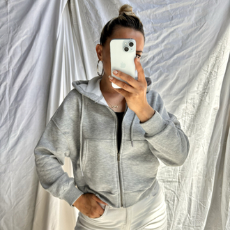 İki iplik şardonsuz fermuarlı sweatshirt