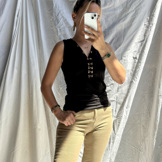 Kopçalı siyah bodysuit