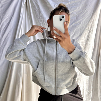İki iplik şardonsuz fermuarlı sweatshirt