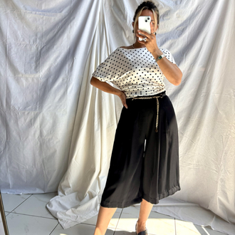 Kemerli capri tensel pantolon