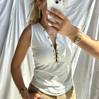 Kopçalı beyaz bodysuit