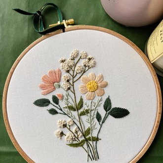 Soft Wildflowers Embroidery Hoop Art 