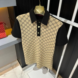 Gucci Bej-Siyah Polo Yaka Tişört