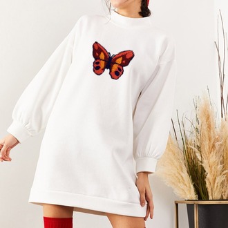 Nakışlı Sweat Elbise