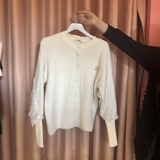 Ekru angora hırka (standart beden)
