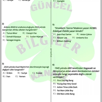 DENEME KPSS 2025 GÜNCEL BİLGİLER(20 ADET)