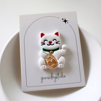 Maneki Neko (Şans Kedisi) - Broş