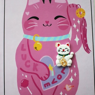 Maneki Neko (Şans Kedisi) - Broş