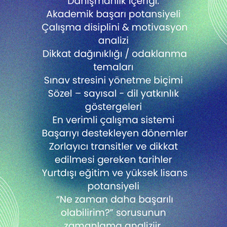 SINAV ASTROLOJİSİ AKADEMİK POTANSİYEL DANIŞMANLIĞI 