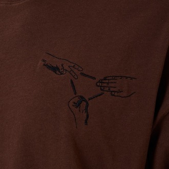 Nakış Detaylı Oversize Tişört Kahverengi RPS (Unisex)