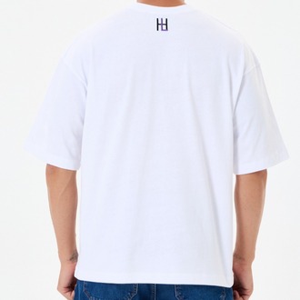 Nakış Detaylı Oversize Tişört Beyaz RPS (Unisex)