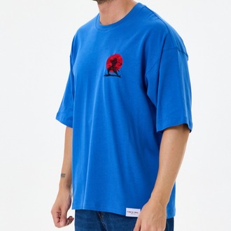 Nakış Detaylı Oversize Tişört Mavi MM (Unisex)