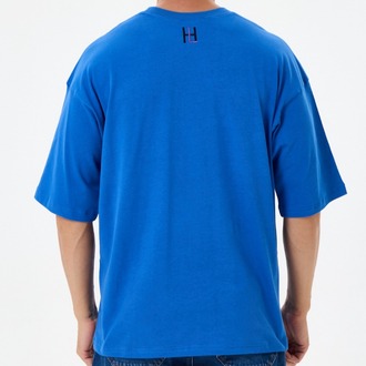 Nakış Detaylı Oversize Tişört Mavi MM (Unisex)