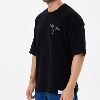 Nakış Detaylı Oversize Tişört Siyah RPS (Unisex)