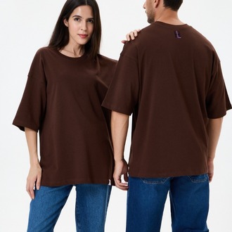 Kahverengi Basic Oversize Tişört (Unisex)