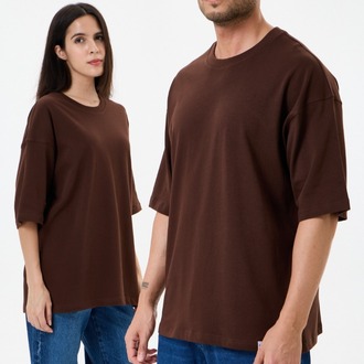 Kahverengi Basic Oversize Tişört (Unisex)