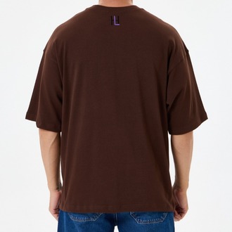 Nakış Detaylı Oversize Tişört Kahverengi MM (Unisex)