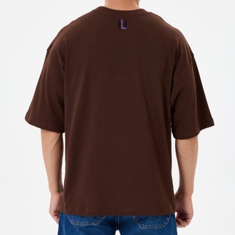 Nakış Detaylı Oversize Tişört Kahverengi RPS (Unisex)